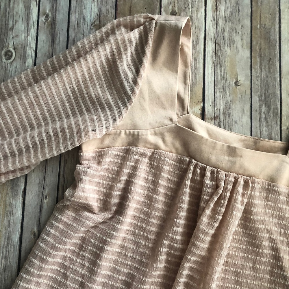 Light Pink Ribbed and Satin Top